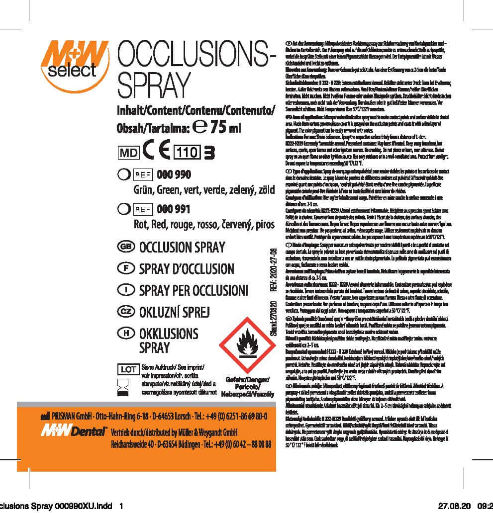 instructiuni de utilizare si eticheta occlusion spray m+w dental