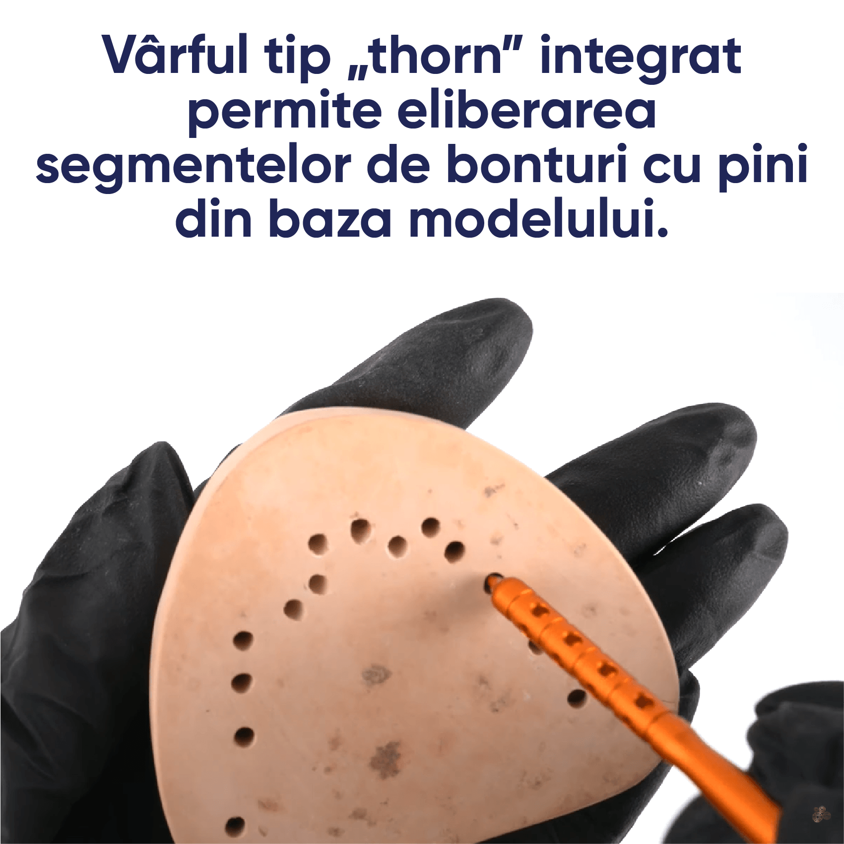 utilizarea varfului de tip thron pentru bonturi cu pini pe baza modeului in laborator de tehnica dentara