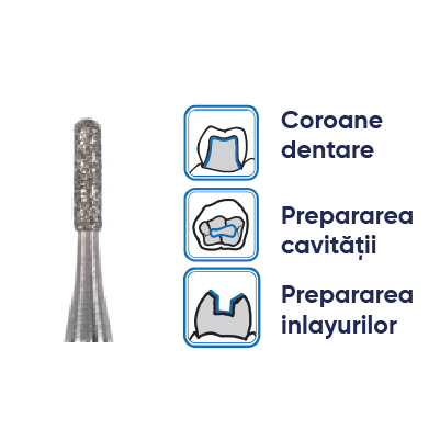 freze diamantate sub forma conica si varf rotund. Freze dentare