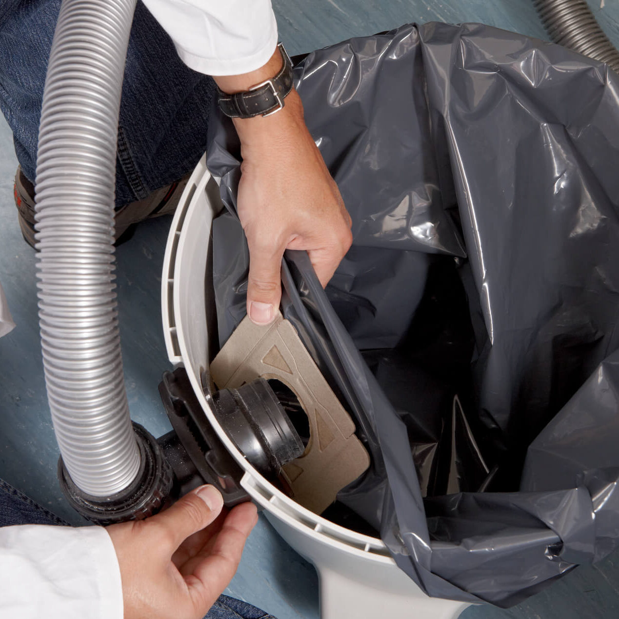 instalare sac in aspirator de laborator vortex