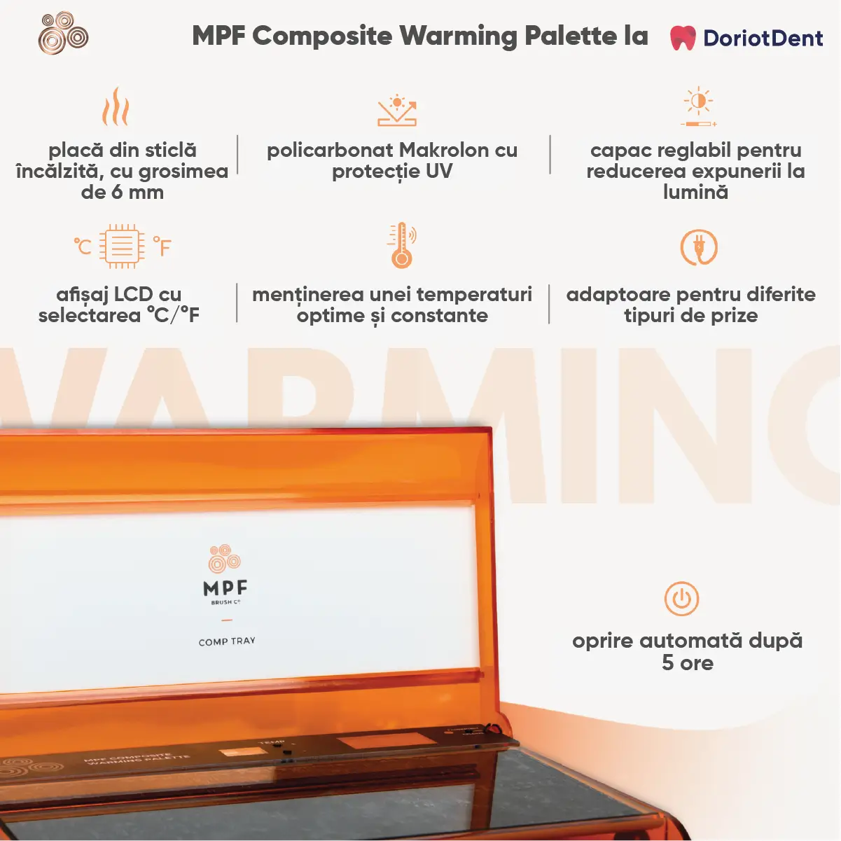 informatii ilustrateive despre paleta MPF Brush Composite warming palette