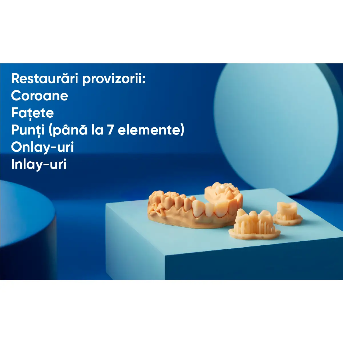 tipuri de lucrari realizate cu rasina temporara CB formlabs si exemple de lucrari