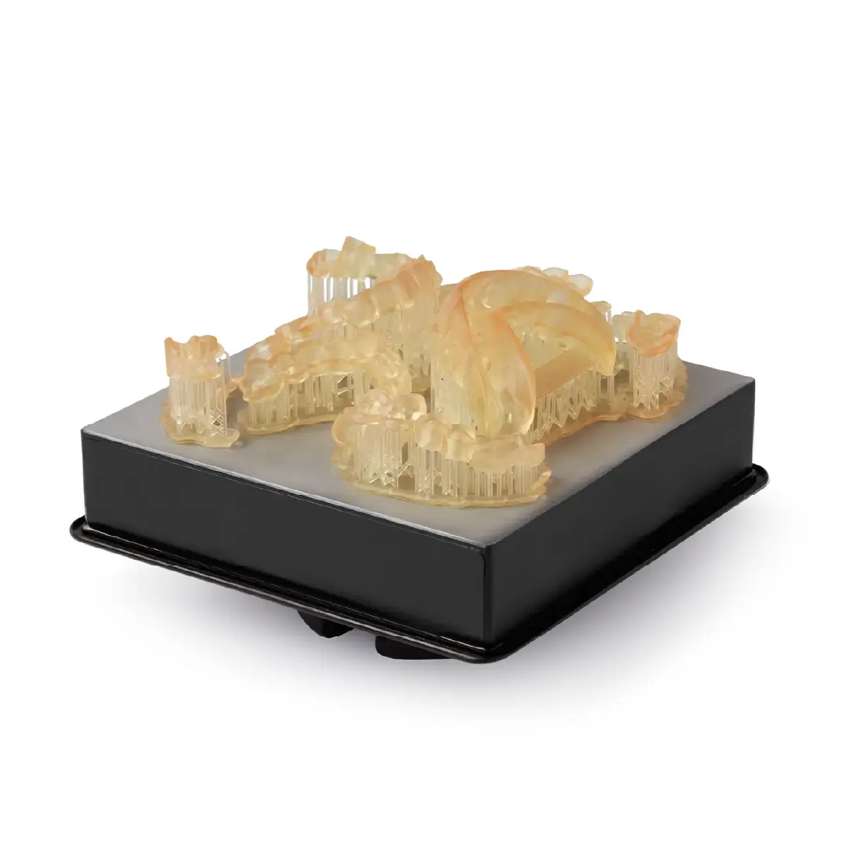 platforma de printare plina de printari realizate cu rasina surgical guide