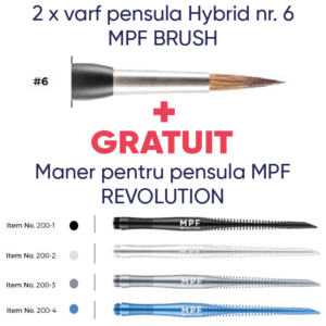 pachet promotional MPF 2 varfuri pensule Hybrid + maner pentru pensula MPF REVOLUTON