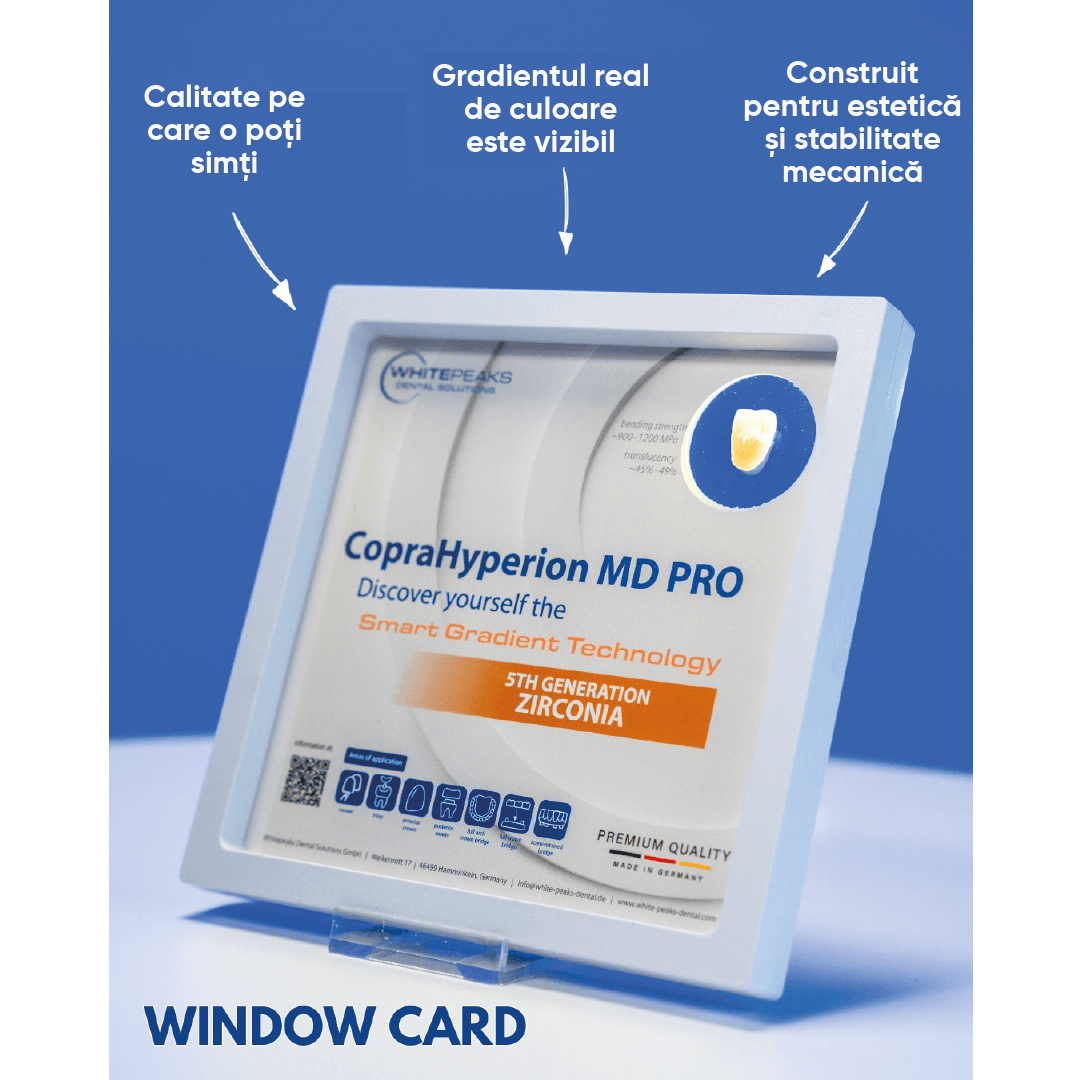 window card si informatii concrete despre frezarea unui disc de zirconiu coprahyperion MD Pro