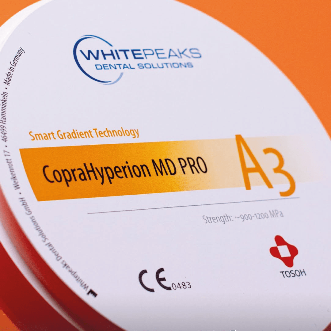 imagine de aproape a discului de zirconiu CopraHyperion MD Pro de A3 pentru tehnica dentara