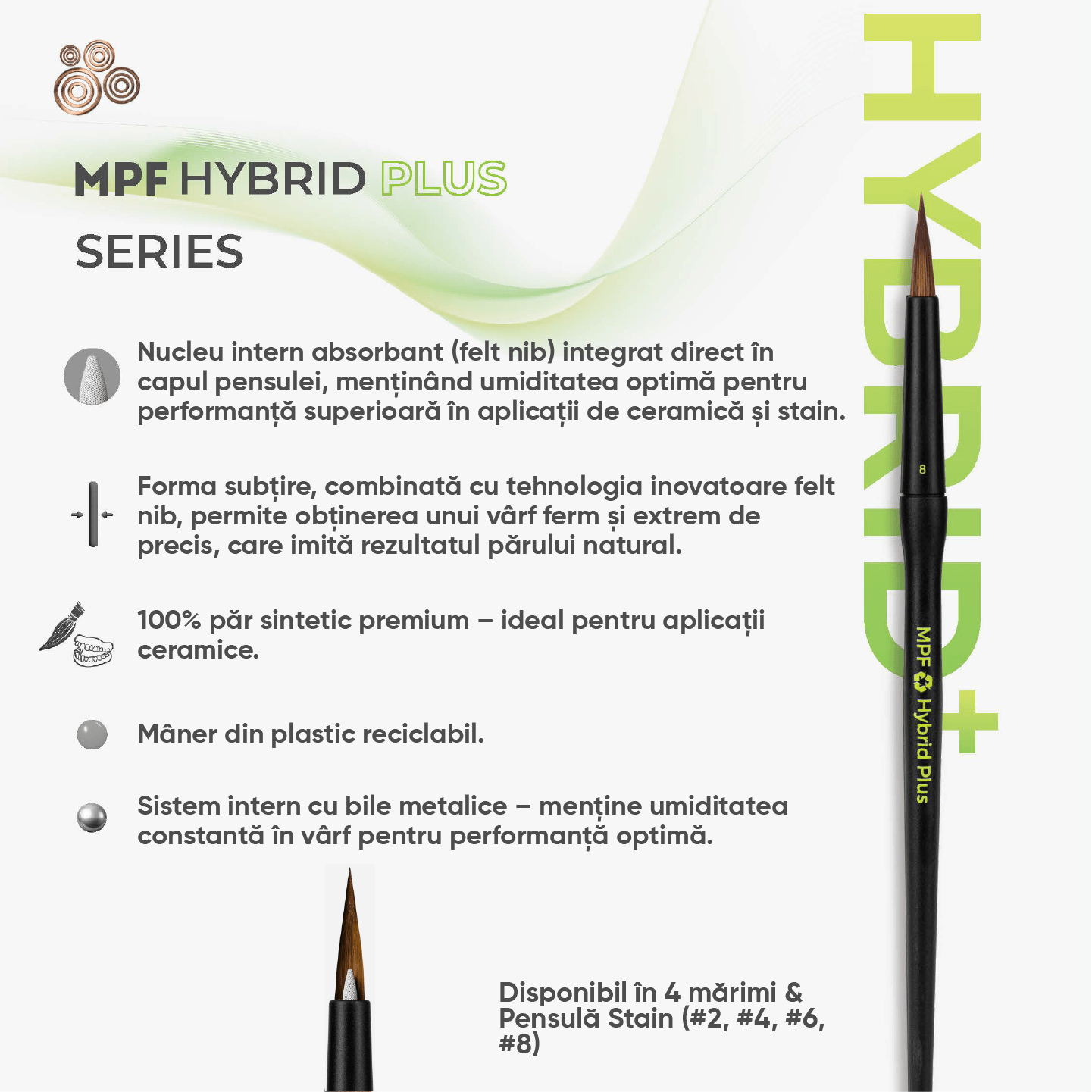 informatii despre gama de pensule MPF Hybrid Plus si exemplificarea pensulei